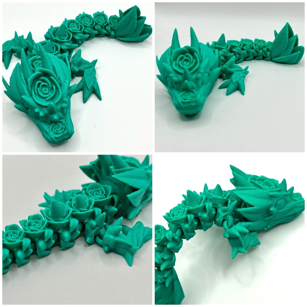 NEW 3D Green Rose Dragon Figurine - Picture 4 of 6